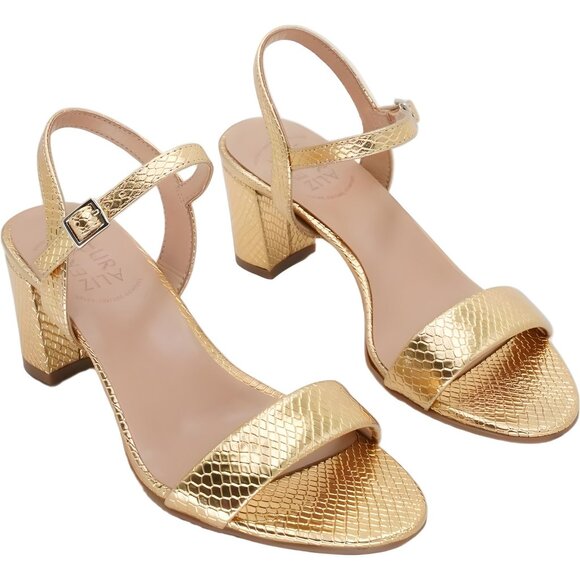 Naturalizer Bristol Block Heel Dress Sandal Metallic Gold Snake Women's US 6.5W - Picture 4 of 6